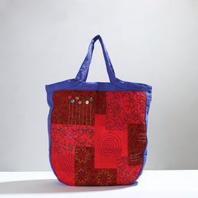 Red Jugaad Patchwork Handmade Tote Bag 03