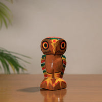 Owl - Traditional Burdwan Wood Craft Handpainted Sculpture (Small) 12