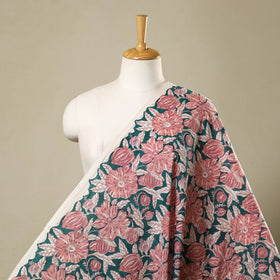 Buy Peach Block Print Cotton Sanganeri Fabric