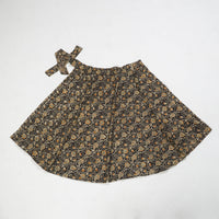 Black - Block Printed Cotton Wrap Around Kalamkari Skirt 01