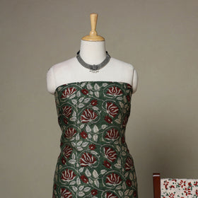 Green - 3pc chanderi silk unstitched sanganeri dress