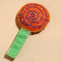 Candy - Handcrafted Embroidered Felt & Beadwork Paperweight