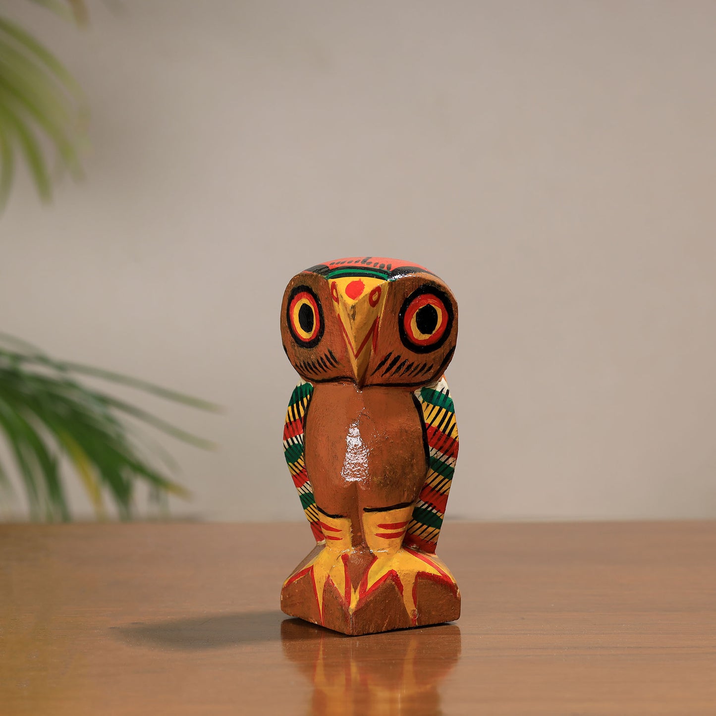 Owl - Traditional Burdwan Wood Craft Handpainted Sculpture (Small) 12