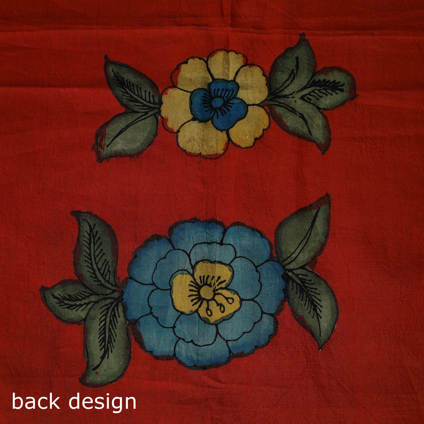 Handpainted Srikalahasti Pen Work Kalamkari Bangalore Silk 2pc Unstitched Dress Material Kurta Set 10