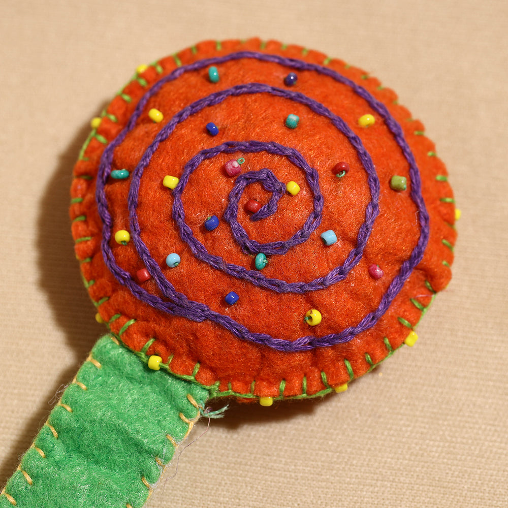 Candy - Handcrafted Embroidered Felt & Beadwork Paperweight