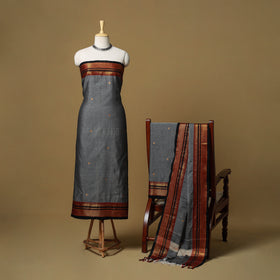 Dharwad Cotton 3pc Unstitched Dress Material with Border 53