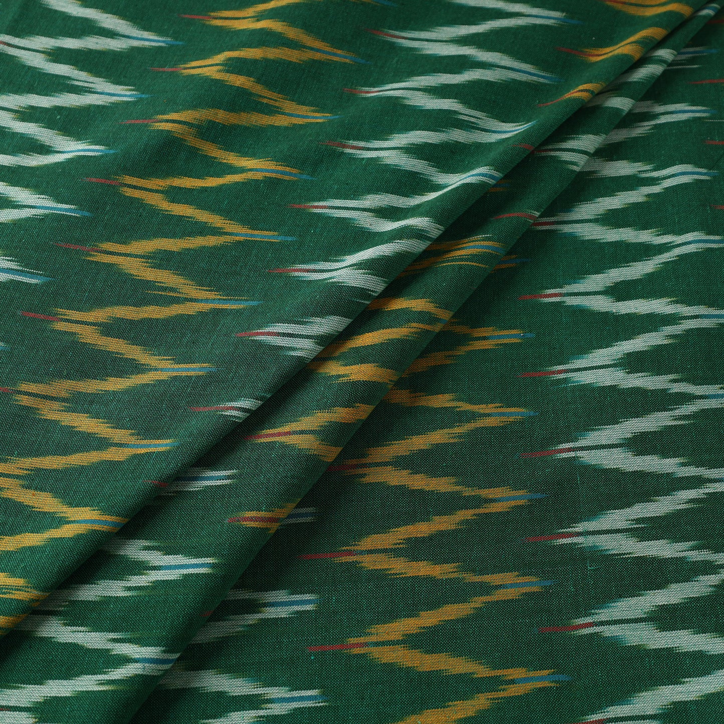 Green - Pochampally Ikat Weaving Cotton Fabric
