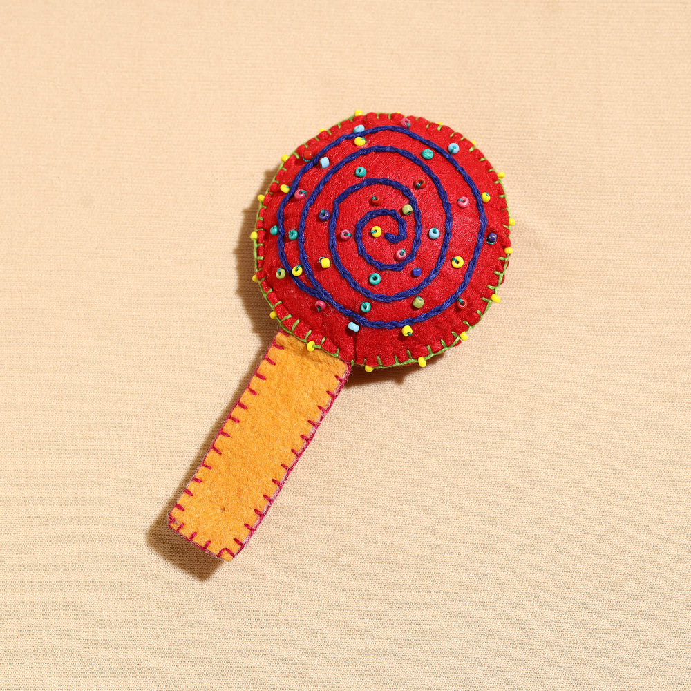 Candy - Handcrafted Embroidered Felt & Beadwork Paperweight