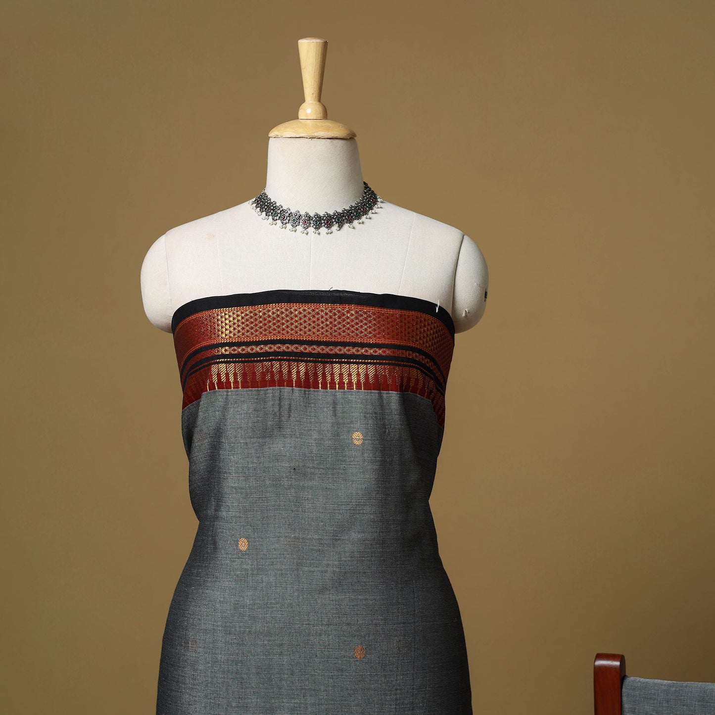 Dharwad Cotton 3pc Unstitched Dress Material with Border 53