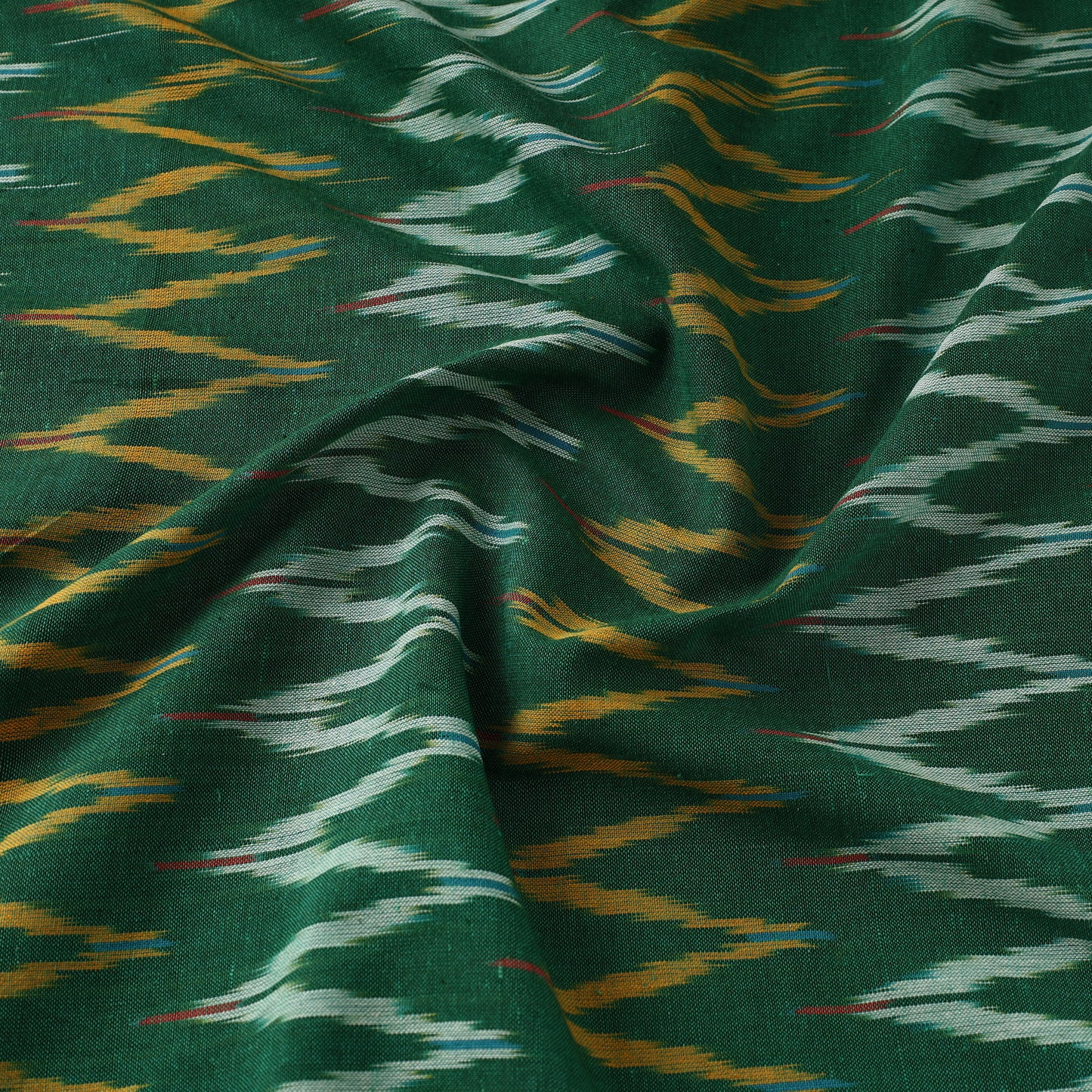 Green - Pochampally Ikat Weaving Cotton Fabric