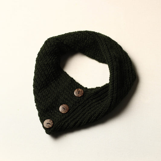 Green - Kumaun Hand Knitted Woolen Button Cowl