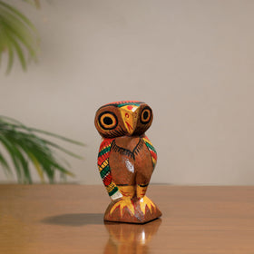Owl - traditional burdwan wood craft handpainted sculpture