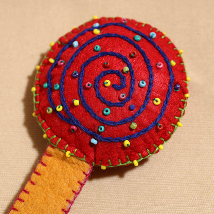 Candy - Handcrafted Embroidered Felt & Beadwork Paperweight