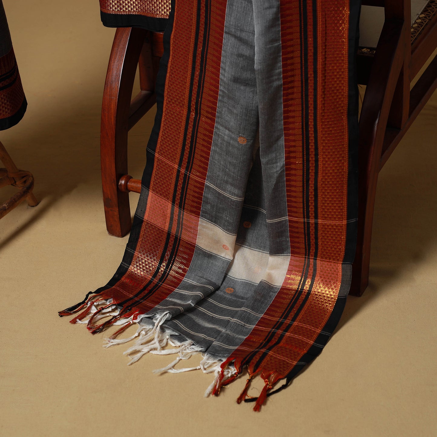 Dharwad Cotton 3pc Unstitched Dress Material with Border 53