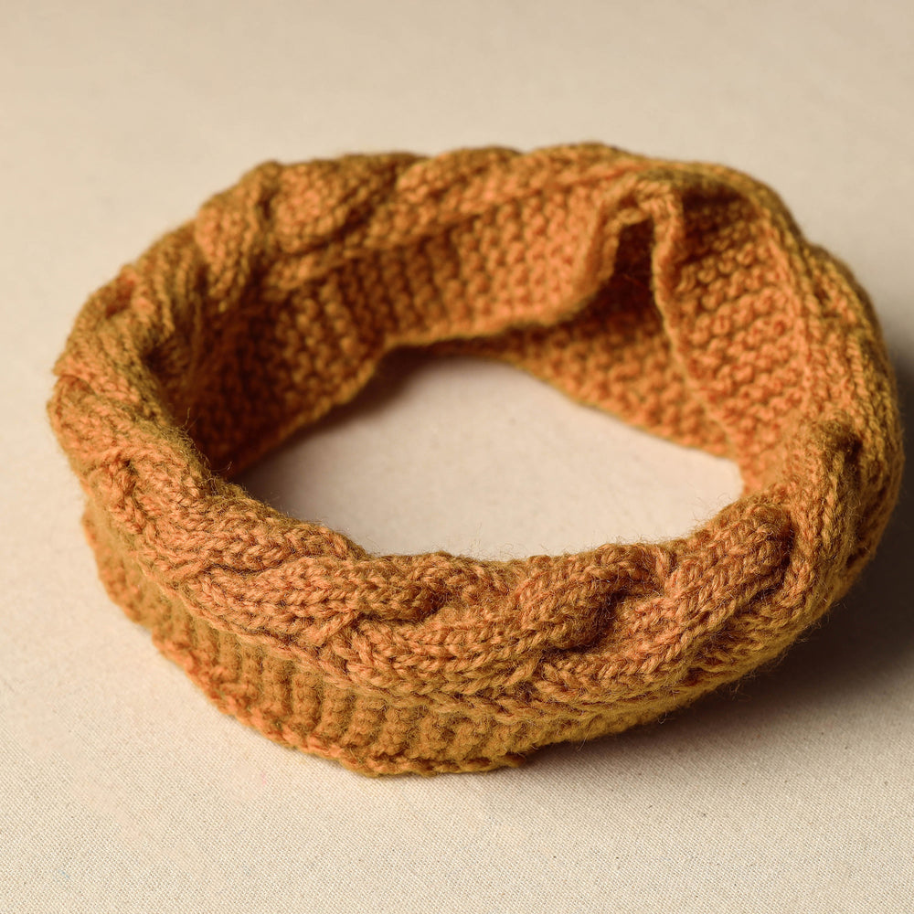 Brown - Kumaun Hand Knitted Woolen Warm Headband 10