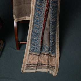 Indigo Bagh Hand Block Print Maheshwari Silk 3pc Unstitched Dress Material Suit Set 46