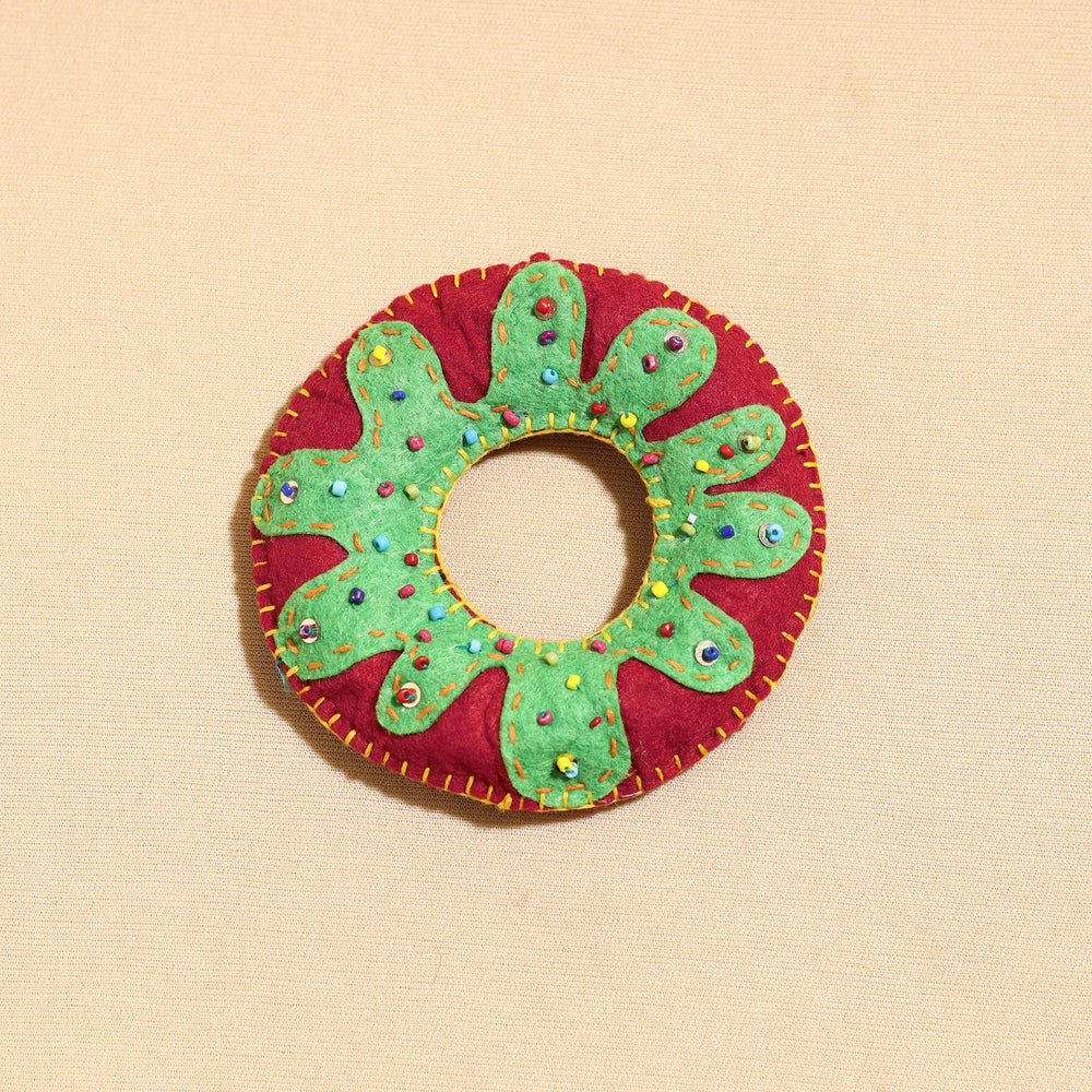 Donut - Handcrafted Embroidered Felt & Beadwork Paperweight