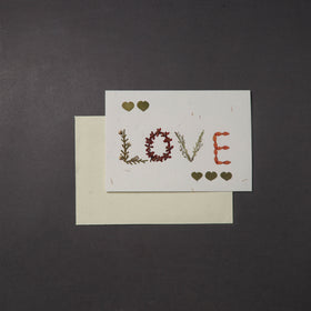 Love - Flower Art Handmade Paper Greeting Card 