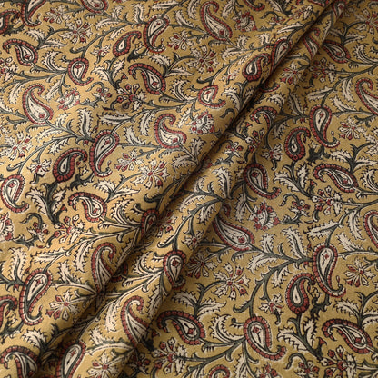 Yellow - Pedana Kalamkari Block Printed Cotton Fabric 15