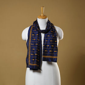 Blue - handloom tussar silk bengal kantha work stole 12
