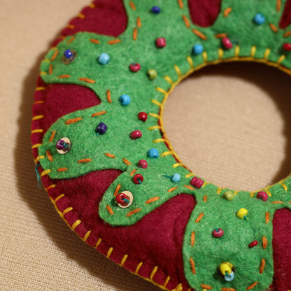 Donut - Handcrafted Embroidered Felt & Beadwork Paperweight
