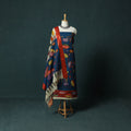 Handpainted Srikalahasti Pen Work Kalamkari Bangalore Silk 2pc Unstitched Dress Material Kurta Set 12