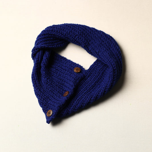 Blue - Kumaun Hand Knitted Woolen Button Cowl
