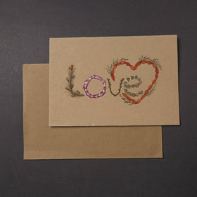 Love - Flower Art Handmade Paper Greeting Card 