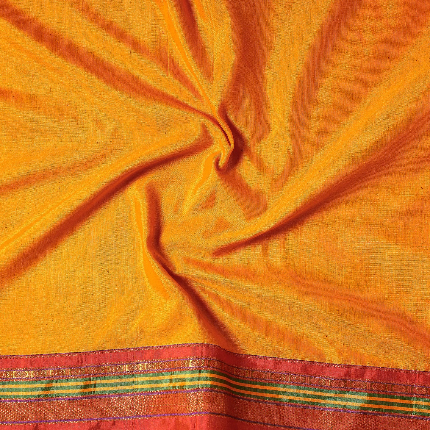 Orange - Kanchipuram Cotton Precut Fabric (1.9 Meter)