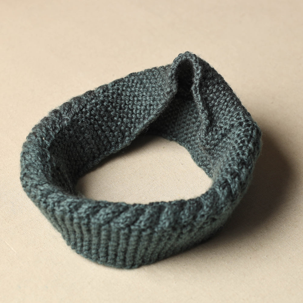 Grey - Kumaun Hand Knitted Woolen Warm Headband 12