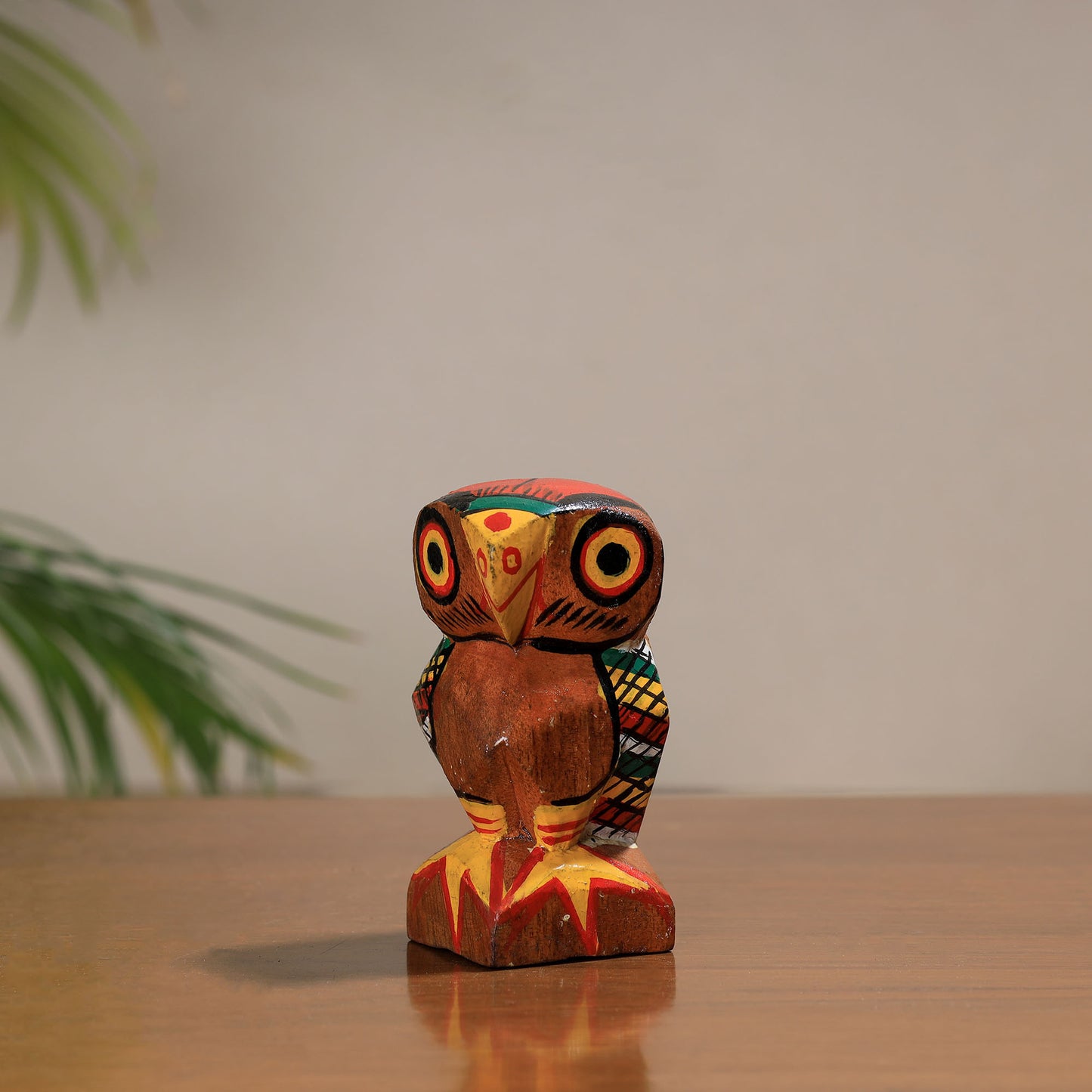 Owl - Traditional Burdwan Wood Craft Handpainted Sculpture (Small) 15