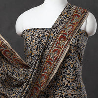 Black - 3pc Cotton Pedana Block Print Kalamkari Dress Material 28