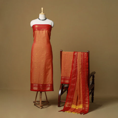 Dharwad Cotton 3pc Unstitched Dress Material with Border 55