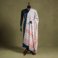 White - cotton sanganeri floral dupatta 09 - handcrafted