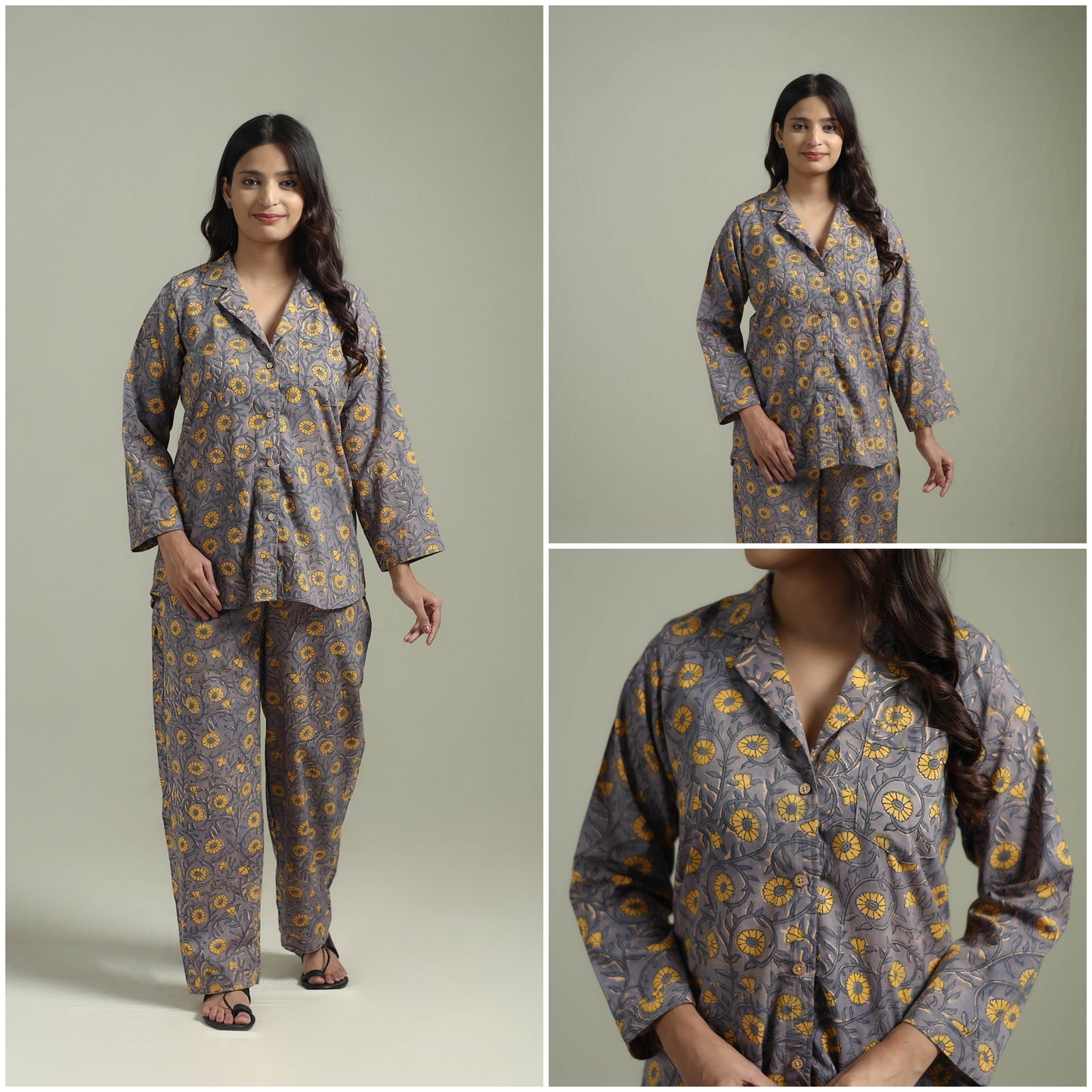 Sanganeri Floral Printed Cotton Night Suit for Women 19