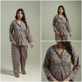 Sanganeri Floral Printed Cotton Night Suit for Women 19