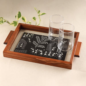 Laya - Hand-painted Glass Warli Tray