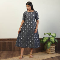 Grey - Pochampally Ikat Weave Cotton Dress 05