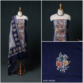 Indonesian Hand Batik Print Cotton 3pc Unstitched Dress Material Suit Set 05