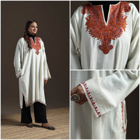 Kashmiri Sozni Hand Embroidered Handwoven Merino Wool Pheran 01