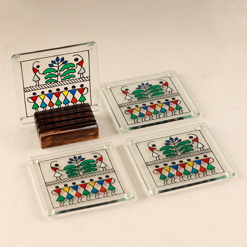 Amod-Hand-painted Glass Saura Coasters