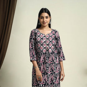  Blue Straight Batik Print Cotton Kurta for Women