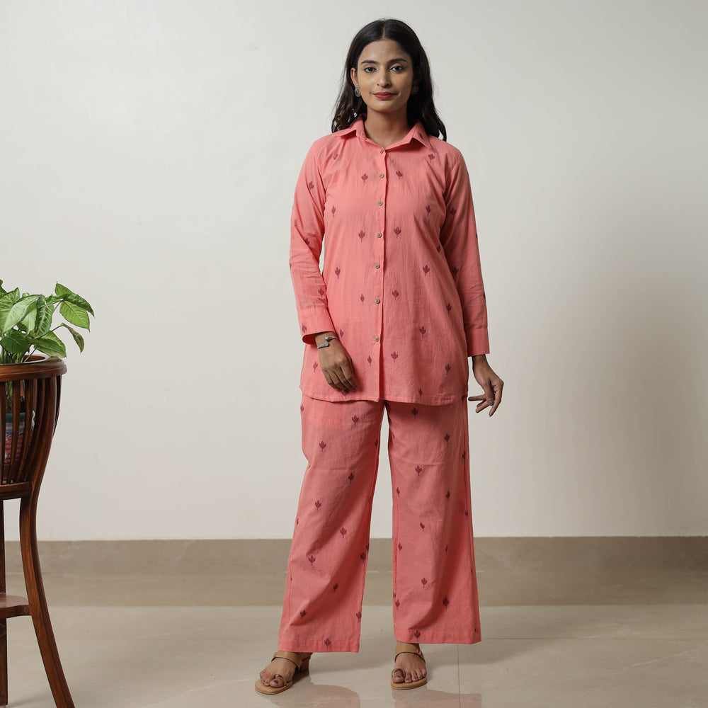 Pink - Jacquard Cotton Co-Ord Set 03