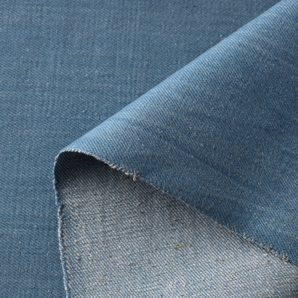 Blue - 2/40 Twill Cotton Handspun Handloom Natural Dyed Plain Fabric 05