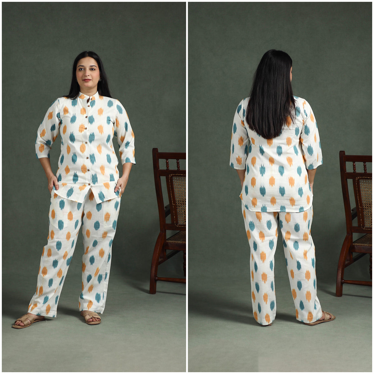 Pochampally Ikat Cotton Night Suit Set for Women 02
