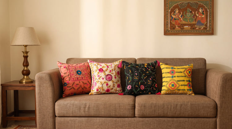 Hand Embroidered Cushion Covers for Home Decor