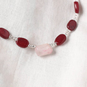 Red - Handcrafted Stone Work Anklet 08
