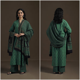Natural Dyed Hand Block Bagh Print Cotton Suit Set with Dupatta for Women 24