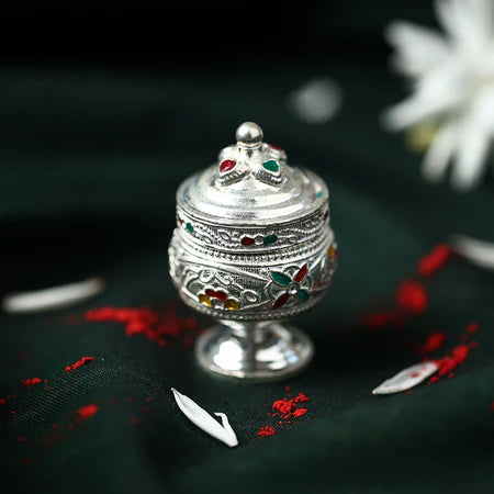 Meenakari Silver Sindoor Box