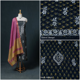 Lucknowi Chikankari Hand Work Unstitched Dress Material: Kurta & Dupatta with Jewellery 45